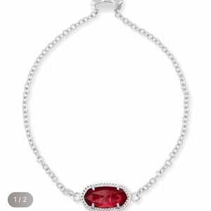 Kendra Scott Elaina Silver Adjustable Chain Bracelet in Berry Glass NWT Box/Bag